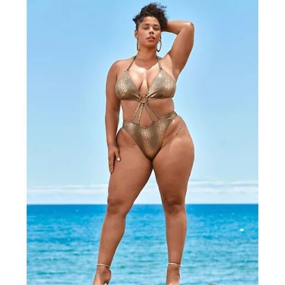 Tabria Majors FTF Agent Fox snakeskin 1 piece swimsuit - Picture 6 of 7